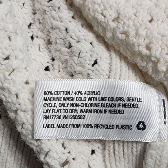 a new day Tank Top L White Cotton Blend New England Fisherman Boho Cottagecore - Picture 5 of 6